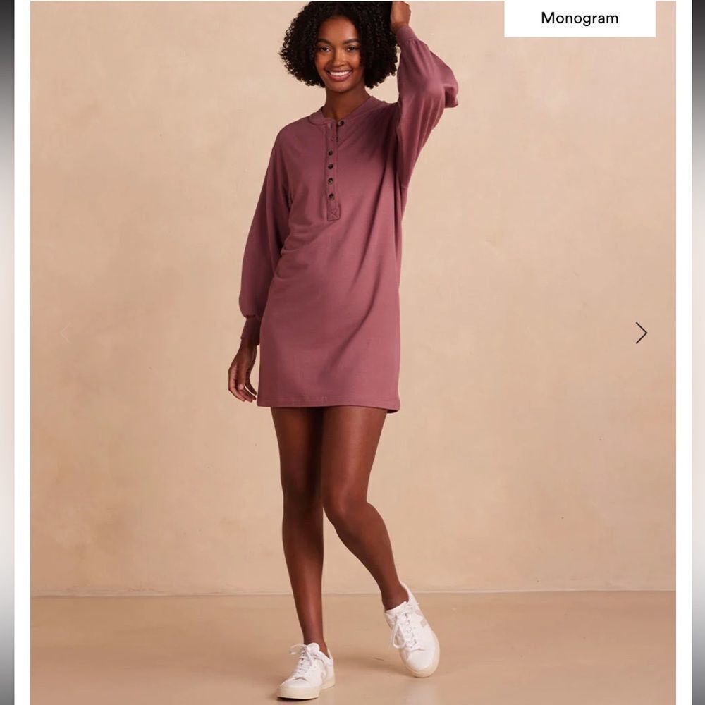 summersalt the softest french terry henley dress in rosewood